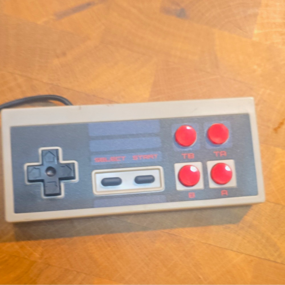 Turbo Wired Controller Gamepad for Nintendo NES Console, Gray/Black Red Buttons